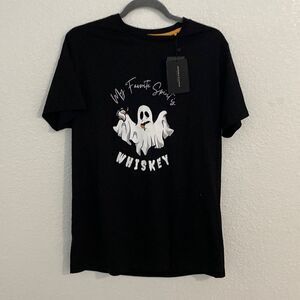 NWT- Denim & Flowers- Black ghost Halloween Tshirt- Favorite spirit- Size Large